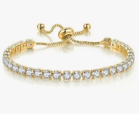 925 Sterling Silver Tennis Bracelet Simulated Diamonds-adjustable