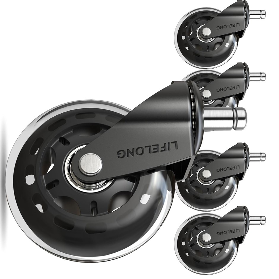 Pack of 5 x Office Chair Wheels Replacement Rubber Chair casters for All Fl