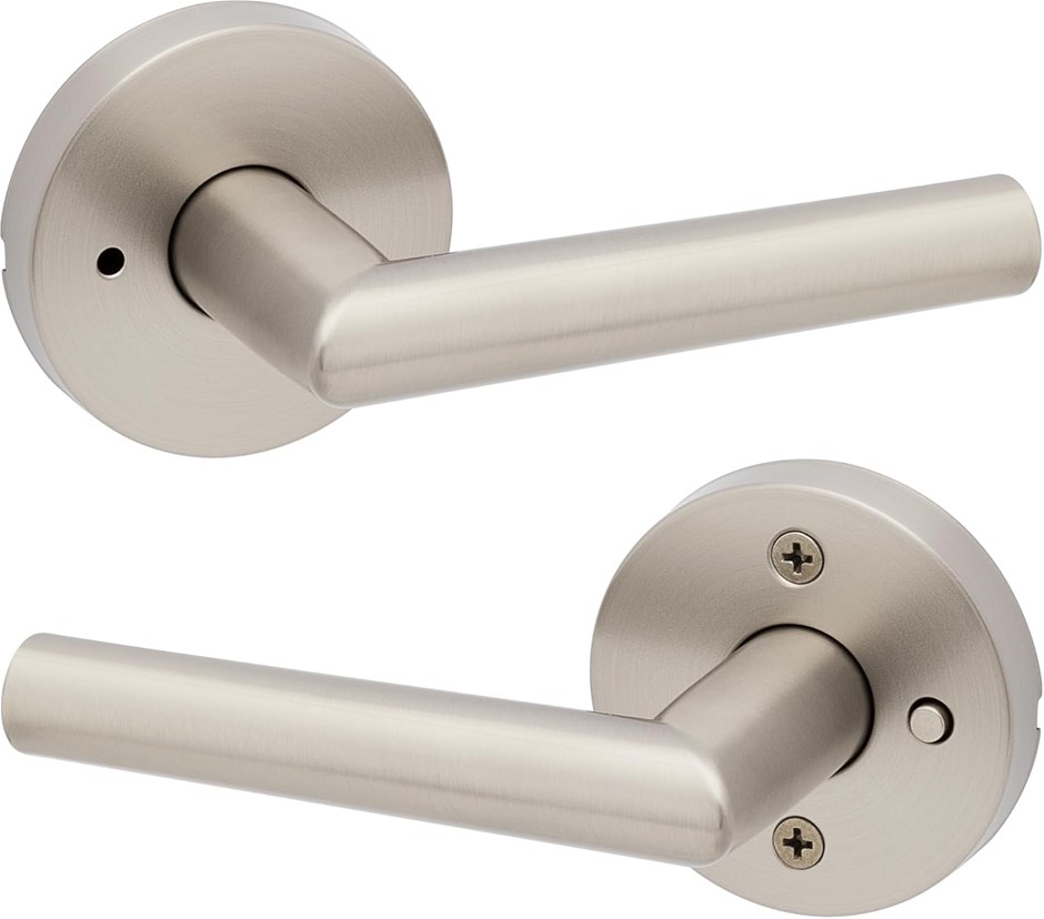 KWIKSET Milan Interior Privacy Door Handle with Lock, Door Lever for Bathro