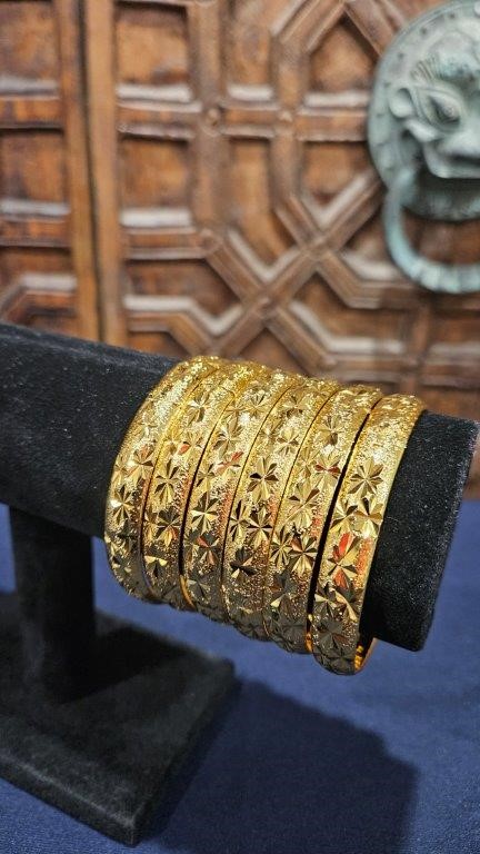 6pcs x 22K/ITALY Triple Yellow Gold Plated Bangles with stamp