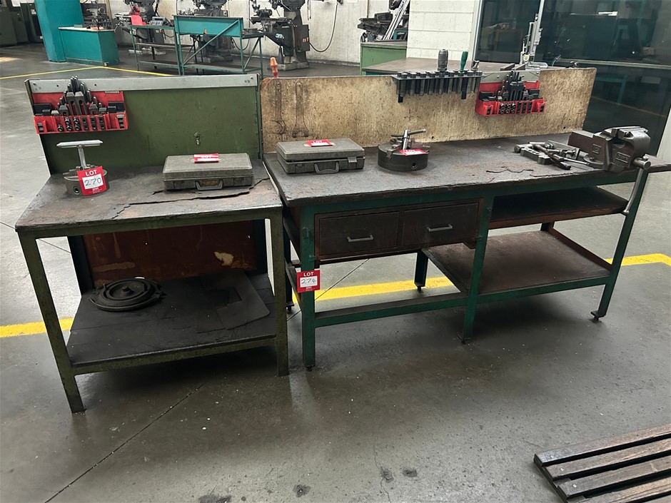 2x Steel Frame Workbenches