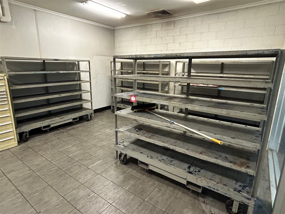 4x Mobile Steel Storage Shelves