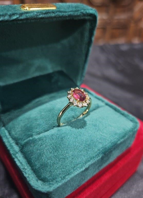14K/Italy 1.5ct Ruby Oval cut Yellow Gold Filled Ring(stamped)-9US