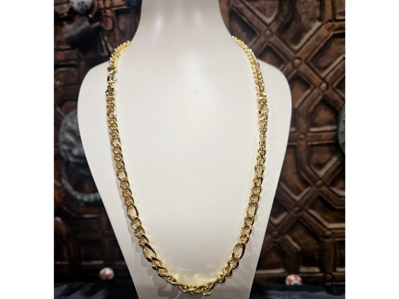 18KGF/Italy Stamped Yellow Gold Filled Figaro Chain -60cm-5mm-Bonus Gift