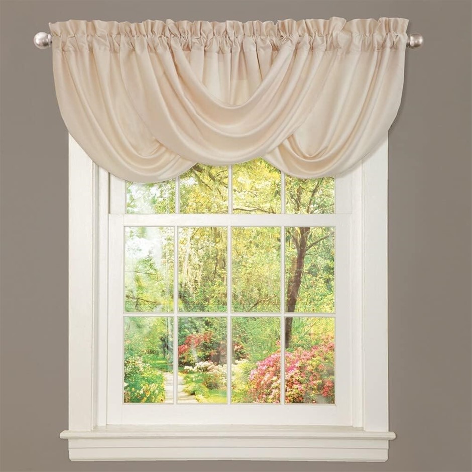 LUSH DECOR Neutral Lucia, Elegant Waterfall Valance for Living Room Kitchen