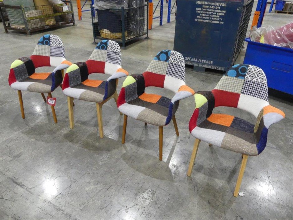 Artiss Style Patch Work Chair (Qty 4 x Assorted)