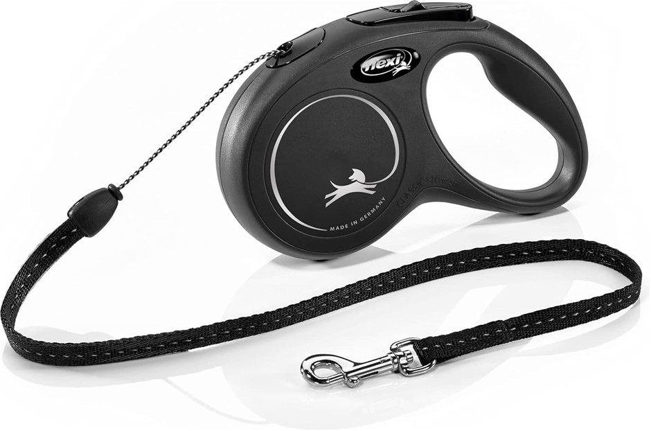 FLEXI Classic Cord Retractable Dog Lead Black Small 5 Metre