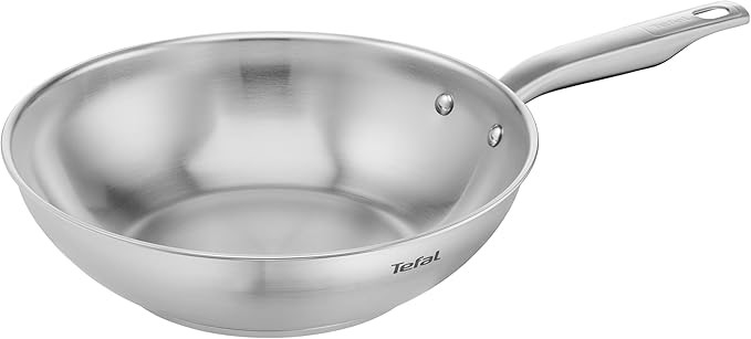 TEFAL E4921925 Virtuoso Stainless Steel Induction Uncoated Wok Pan, 28 cm D
