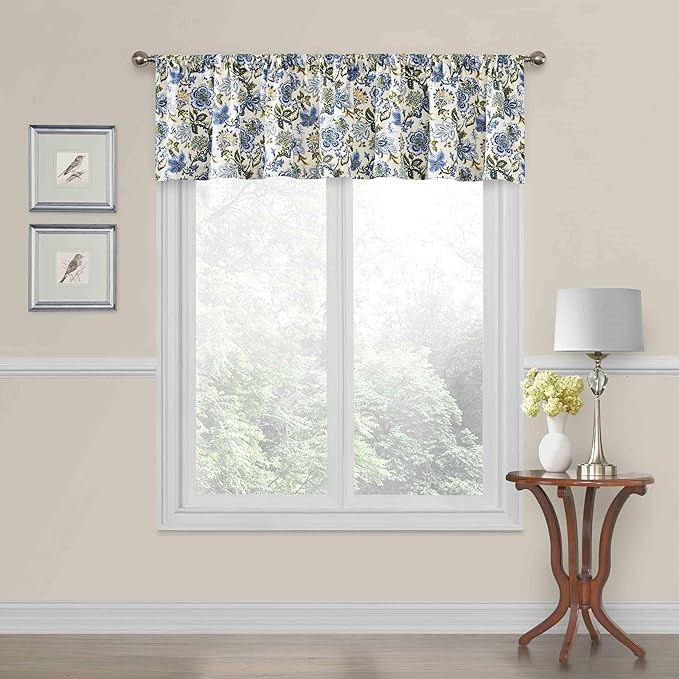WAVERLY NAVARRA Farmhouse Scalloped Valance Rod Pocket Window Curtain for K