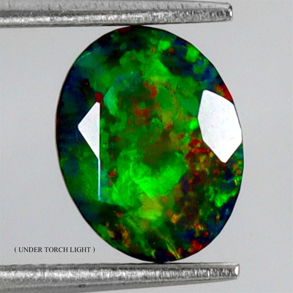 1.16ct Oval Facet Cut Play Of Color Black Opal Gemstone - 1Pc
