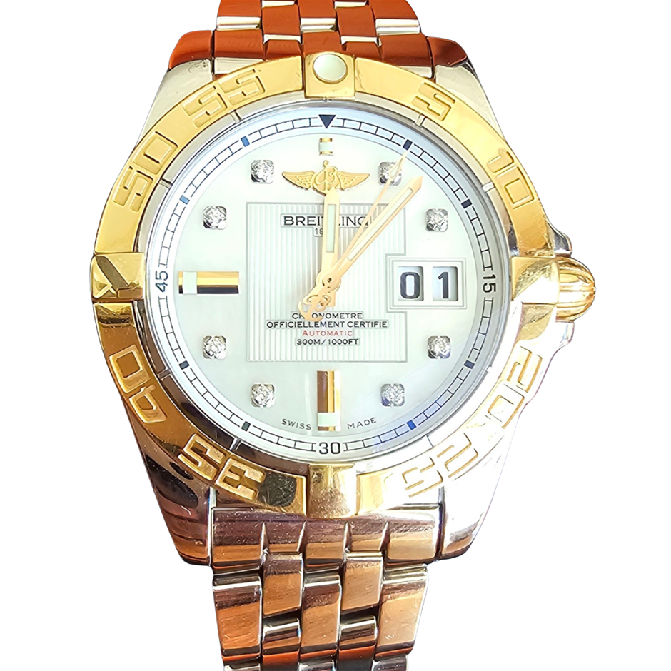 BREITLING WINDRIDER GALACTIC 41MM STAINLESS STEEL & 18K GOLD C49350 BXP&COA