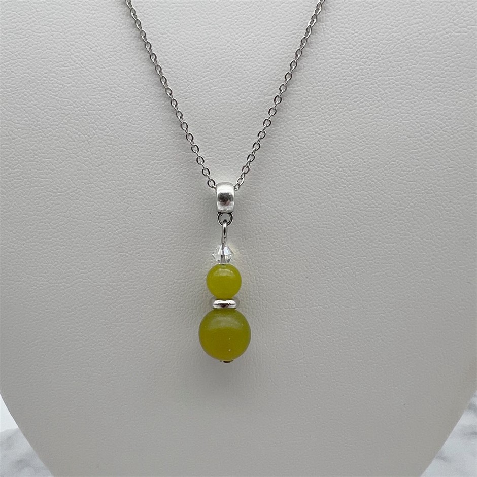 Peridot & Swarovski® AU strian Crystal Platinum Plated Pendant Necklace