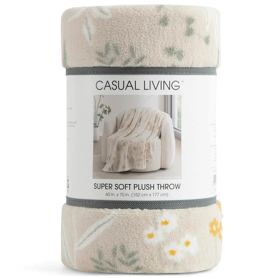 CASUAL LIVING Super Soft Plush Throw, 152 x 177cm, Flower. NB: Not in origi