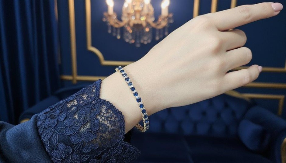 Two Rolls925 Sterling Silver Tennis Bracelet Simulated Diamonds