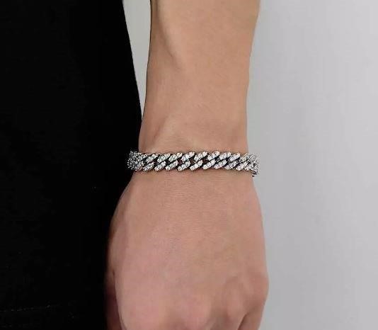 925 Sterling Silver Tennis Bracelet Red Simulated Diamonds-adjustable
