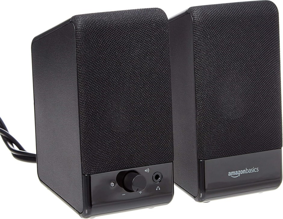 Amazon Basics USB-Powered Computer Speakers for Desktop or Laptop PC with V