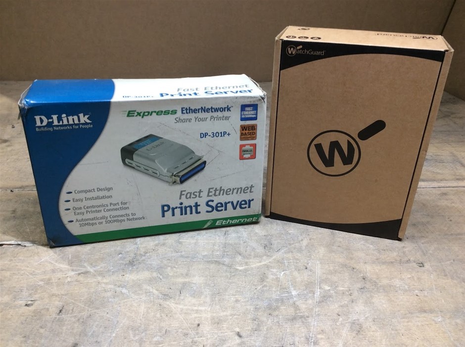 D-Link DP-301P+ Ethernet Server+WatchGuard WG9016 FireboxT80 4GLTE Module