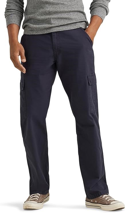 WRANGLER Men's Classic Twill Relaxed Fit Cargo Pants, 40W x 34L, Navy Ripst