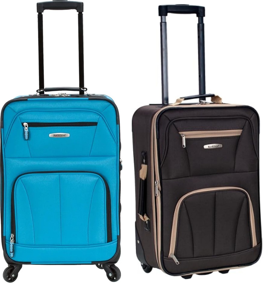 BUNDLE of Rockland Pasadena Softside Spinner Wheel Luggage, Carry-On 20-Inc