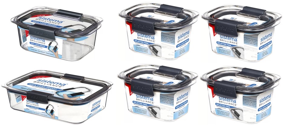 SISTEMA Brilliance Leak-Proof Food Storage 6 Pieces Container NB: no packag