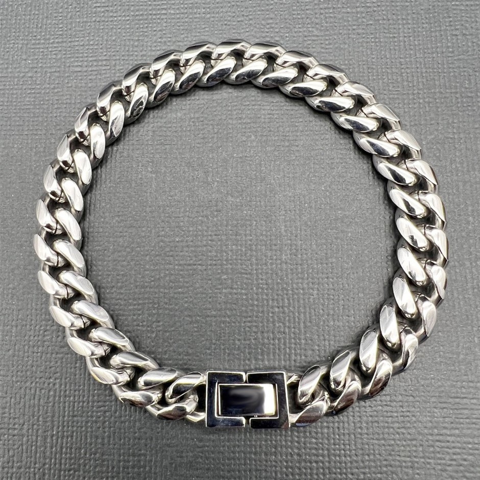 Silver-Filled Cuban Chain Bracelet, 10MM Wide - 17.8cm