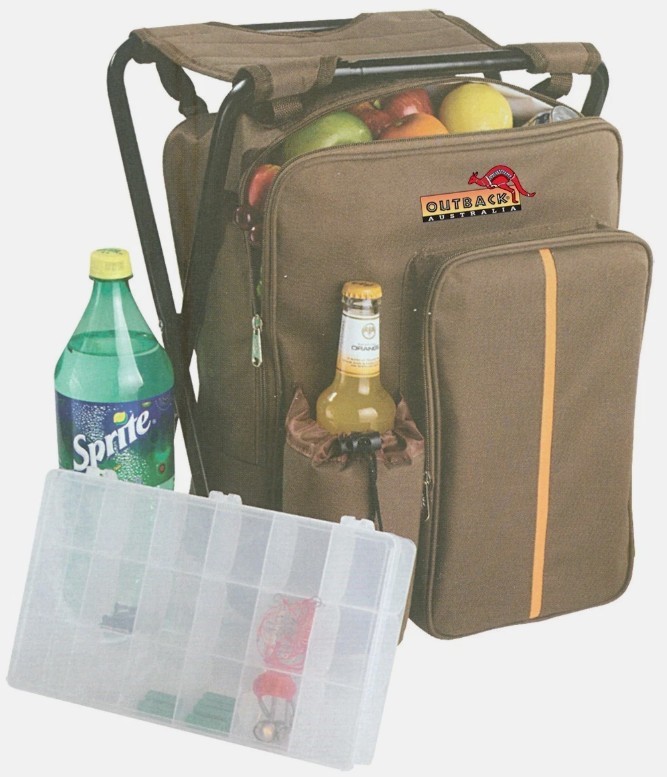 Fishing Stool Backpack Insulated Bottle Cooler Compartment Camping Picnic B