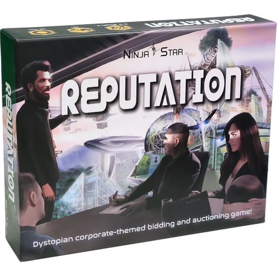 REPUTATION Board Game, Dystopian Corporate Bidding and Auction Game