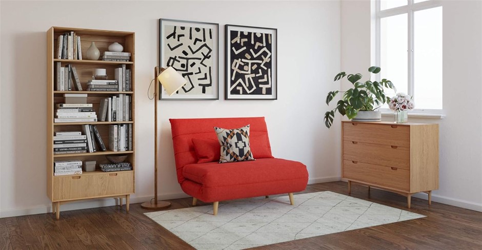 BROSA Maki Sofa Bed - Japanese Sofa Bed, Burnt Orange, Seat Height 43cm (SO