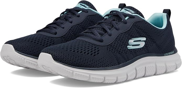 SKECHERS Women's Track - New Staple Shoes, Size US6 / EU36, Navy/Aqua, 1501