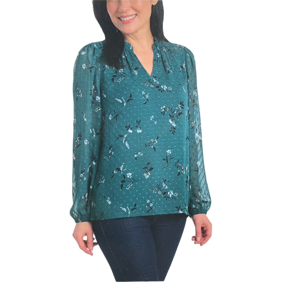 2 x HILARY RADLEY Women's Blouse, Size L, Deep Teal Combo. Buyers Note - D