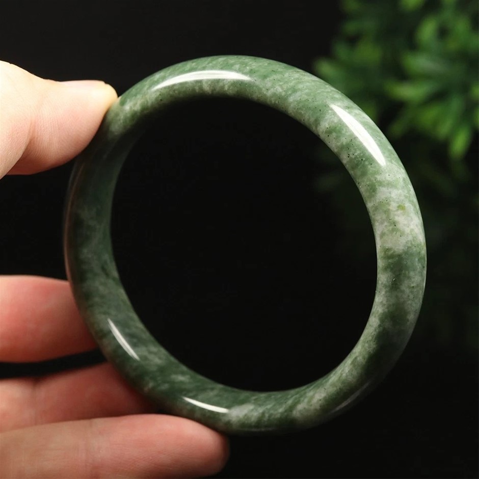 61.0mm Chinese Natural Green Jade Bracelet Bangle