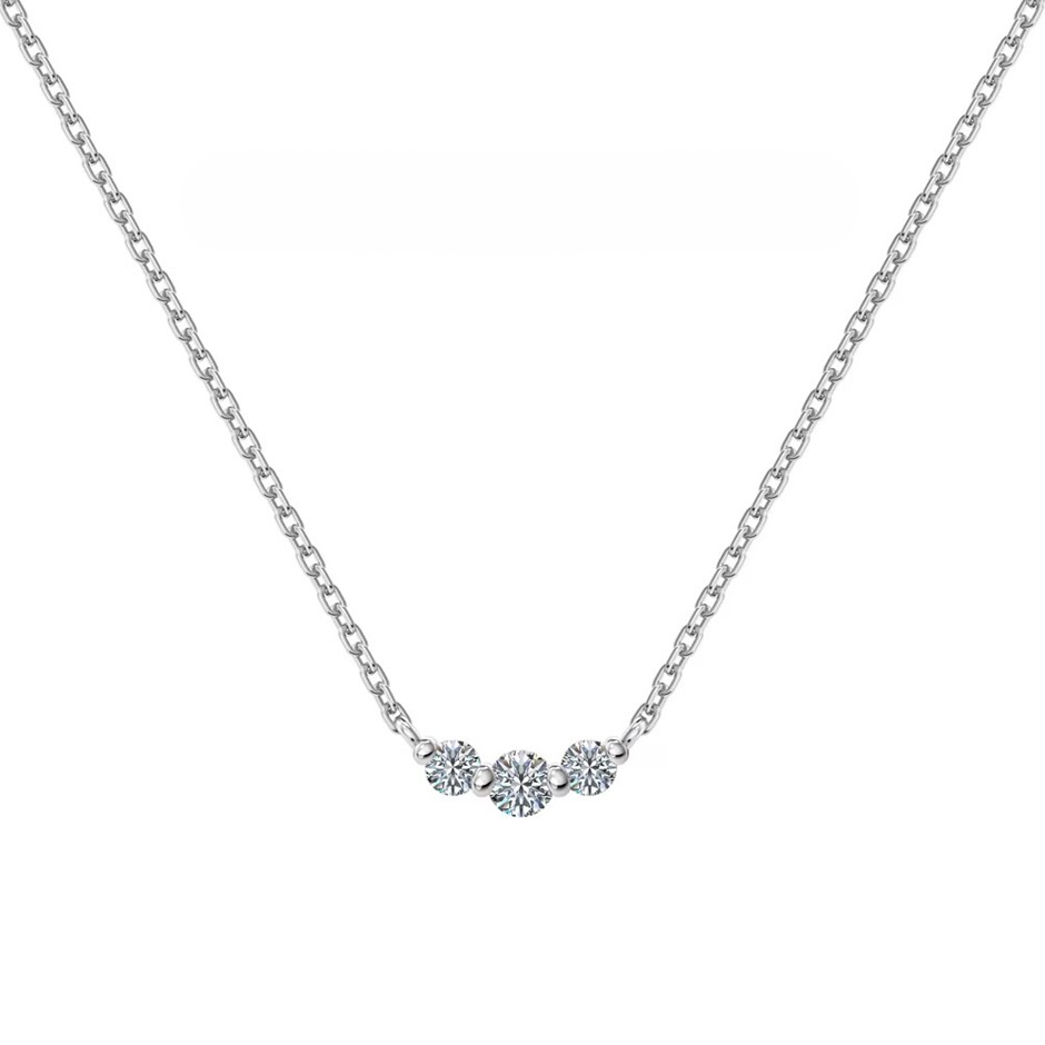 0.22ct Round Lab Created Moissanite 925 Silver Pendant Necklace