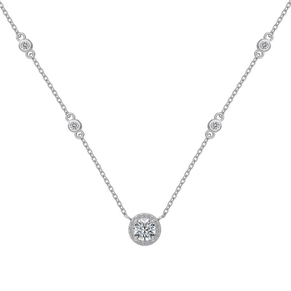 0.50ct Cushion Lab Created Moissanite 925 Silver Pendant Necklace