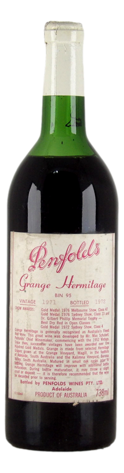 Penfolds Bin 95 Grange Hermitage 1971 (1x 738mL) SA.