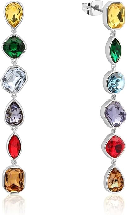 DISNEY Women's WGP INFINITY STONE DROPS Drop Earrings, Silver, 8CM.