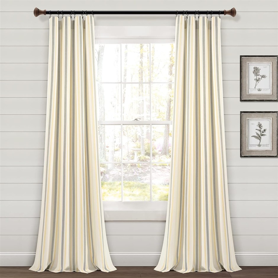 LUSH DECOR Farmhouse Stripe Yarn Dyed Eco-Friendly Recycled Cotton Window C