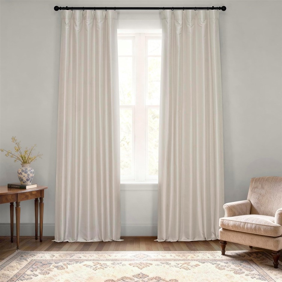 HALF PRICE DRAPES Faux Dupioni Silk Curtain Vintage Textured for Room Decor