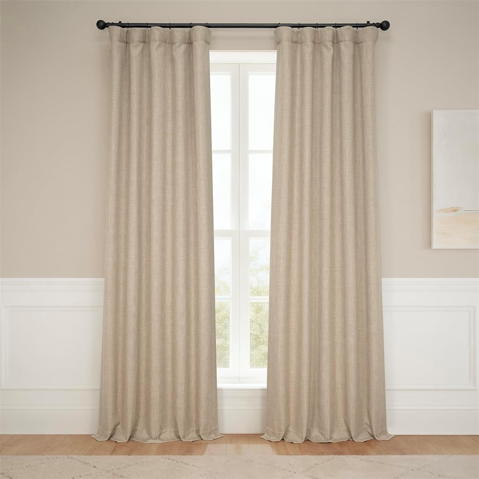 HALF PRICE DRAPES BOCH-LN18538-84 Faux Linen Blackout Room Darkening Curtai