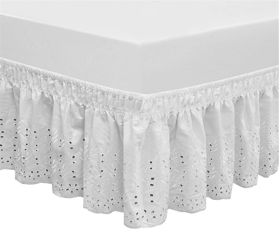 QSY Home Wrap Around Elastic Eyelet Bed Skirts 18 Inches Drop Dust Ruffle T