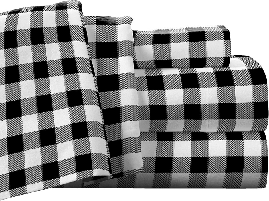 Pointehaven Flannel Deep Pocket Sheet Set with Oversized Flat Sheet, Queen,