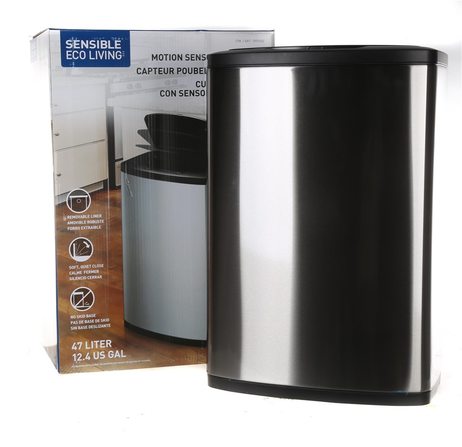 2 x SENSIBLE ECO LIVING 47L Motion Sensor Bin, Deodorizer Holder. N.B. Uses