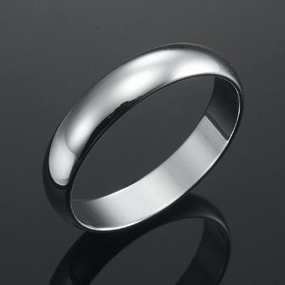 Rhodium Plated Men's Band Ring (5mm)  - US Size 10