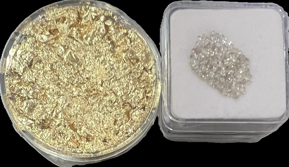 2.65 carat white diamond various cut & shape Bulk plus gold foil in box