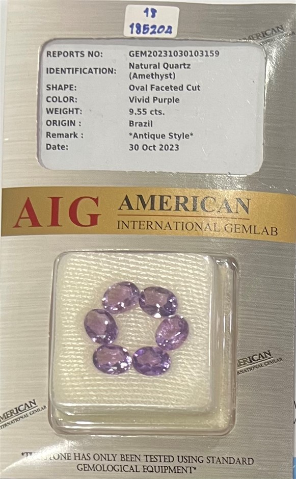 9.55 carat Amethyst AIG certified gemstone