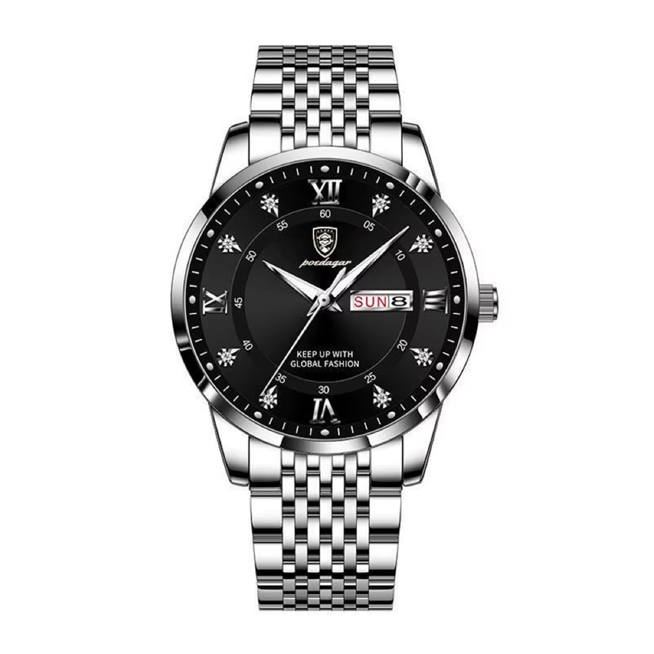 Luxury Business Men's Quartz Watch Stainless Steel, Black