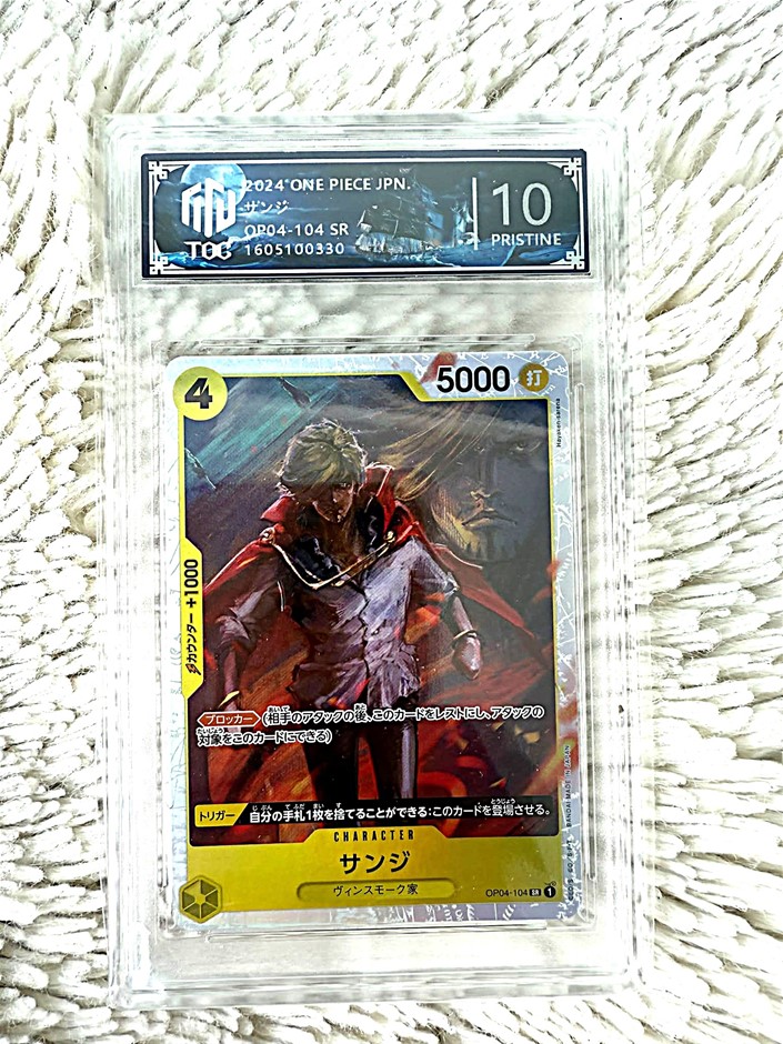 TOC Pristine 10 graded Sanji SR from One Piece Card Game OP04. Premium