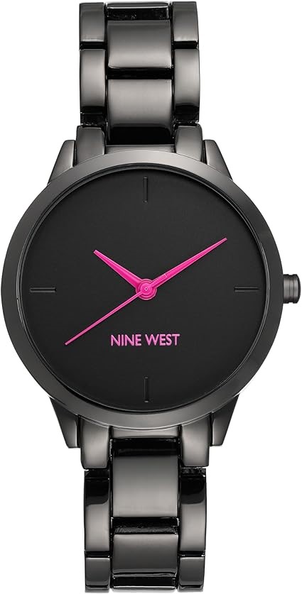NINE WEST Women's Gunmetal Bracelet Watch. NB: Needs new battery.
