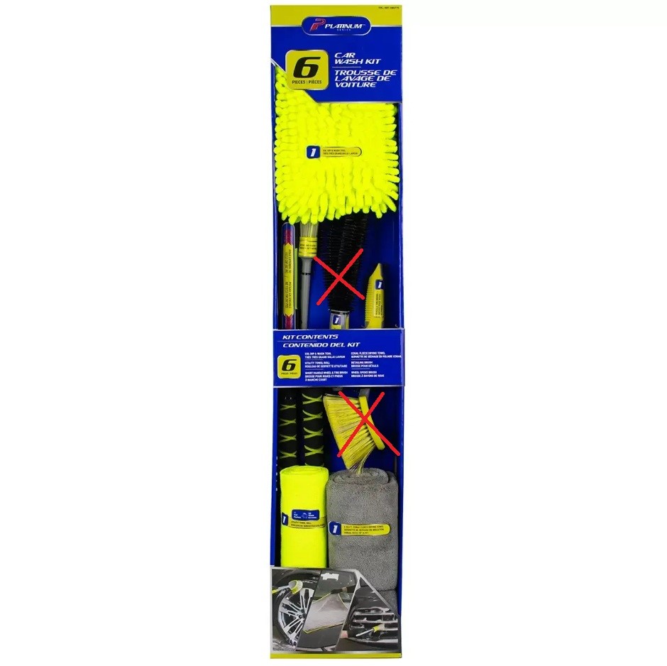 PLATINUM SERIES 6pc Car Wash Kit. N.B: Not in original packaging & 2 x brus