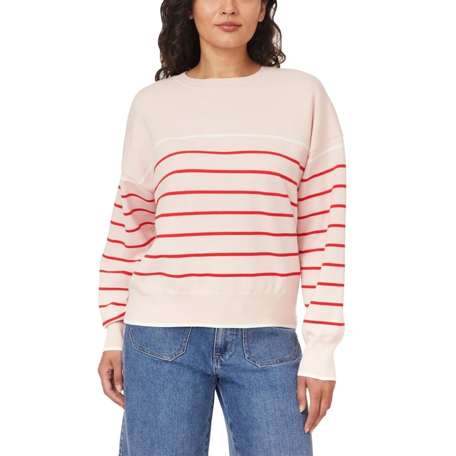 C&C CALIFORNIA Women's Sweater, Size XL, Pink Stripe. NB: minor stain.