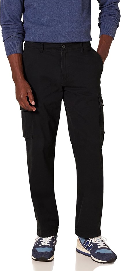AMAZON ESSENTIALS Men's Straight Stretch Cargo Pant, Size 35x32, Black.